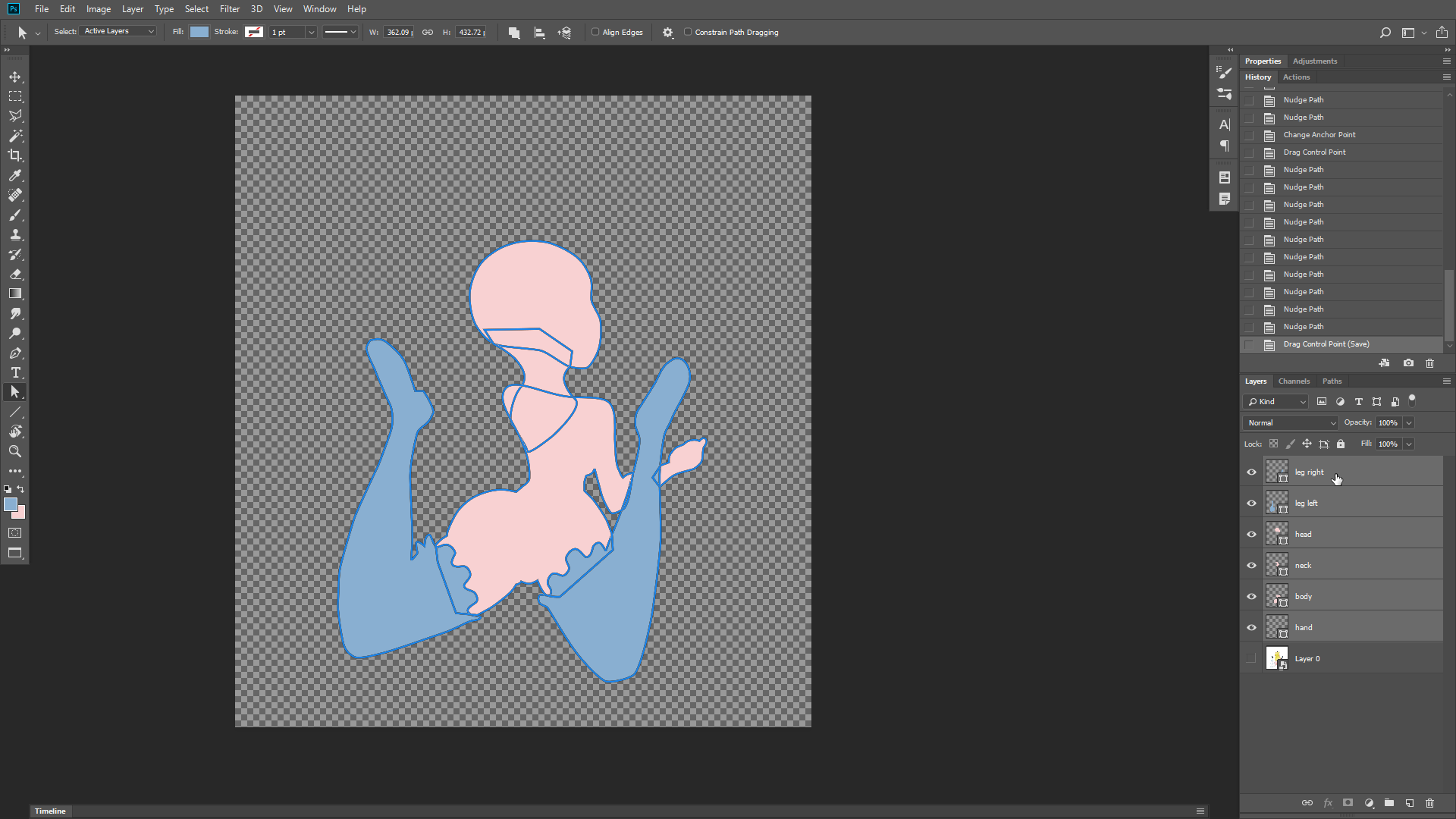 The finished vector shapes.